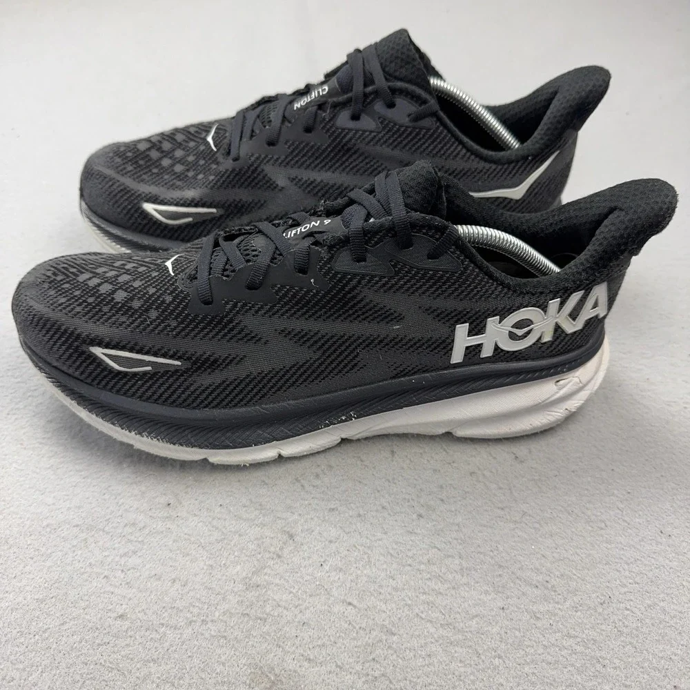 Hoka One One Clifton 9 Wide Shoes Mens Size 12 Black Running Cushioned Sneakers